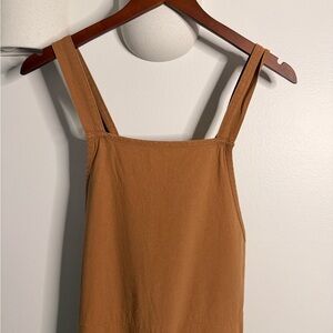 Caramel Brown Linen-Look Wide Leg Jumpsuit